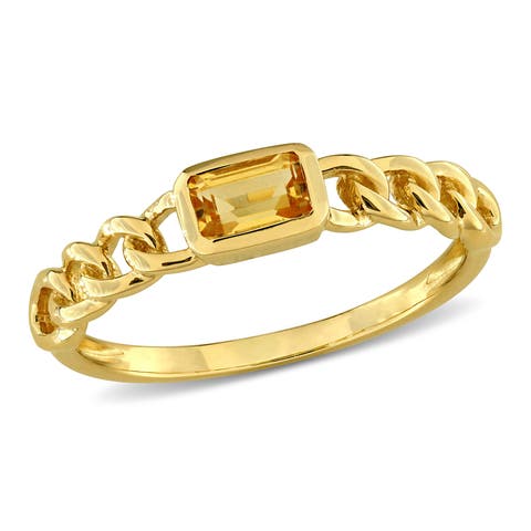 Solitaire Birthstone Link Design Ring 14k