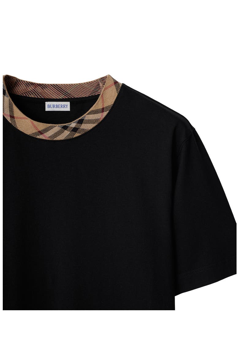 Check Trim T-Shirt, Alternate, color, BLACK