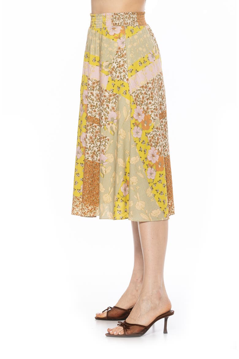 Kliene Floral Smocked A-Line Skirt, Alternate, color, BEIGE WILDFLOWERS