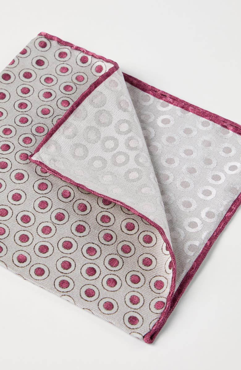 Brunello Cucinelli Spotted pocket square, Alternate, color, Cherry