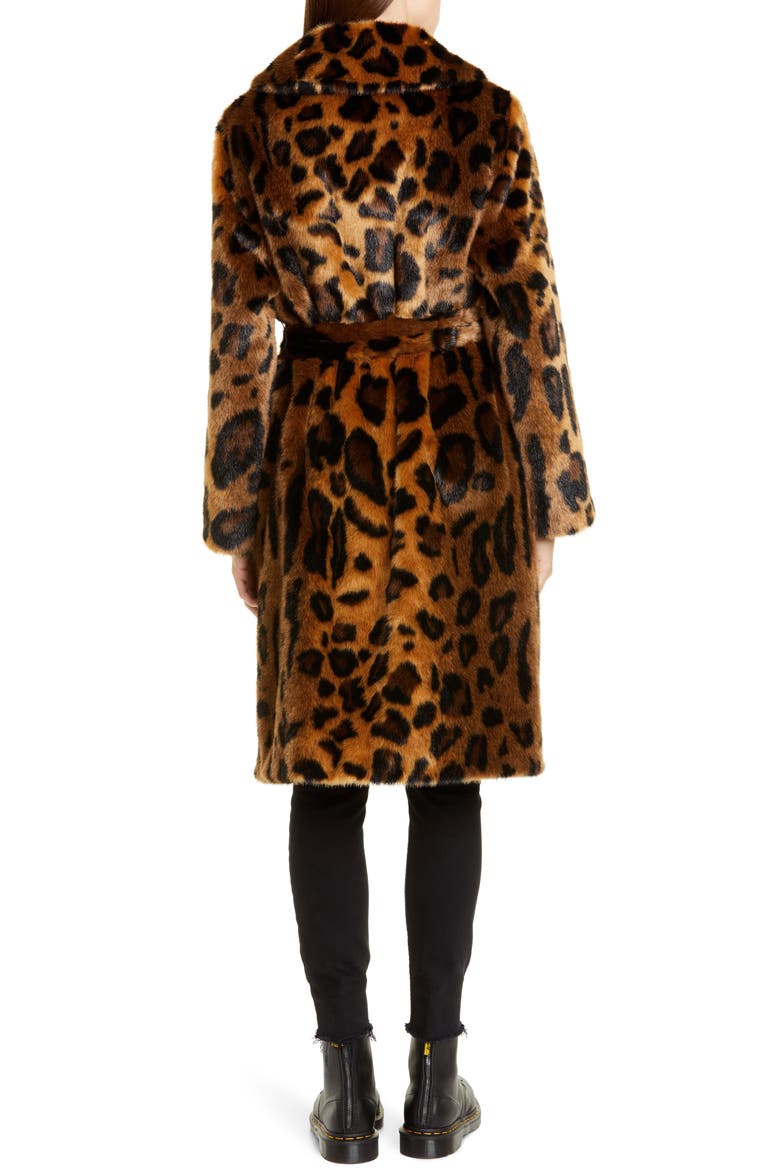 Irina Leopard Print Faux Fur Coat, Alternate, color, ANIMAL PRINT/ YELLOW