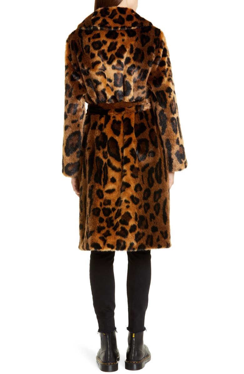 Stand Studio Irina Leopard Print Faux Fur Coat, Alternate, color, 