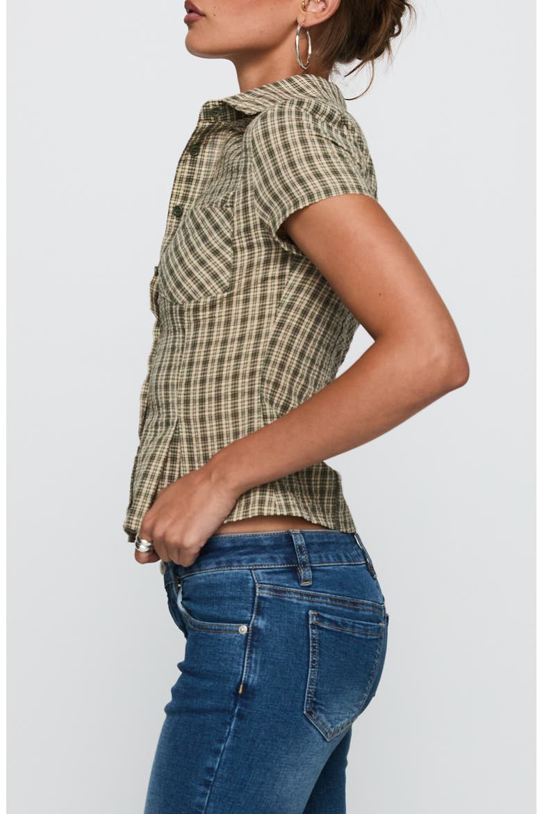 Alma Mater Check Cotton Button-Up Shirt, Alternate, color, GREEN CHECK