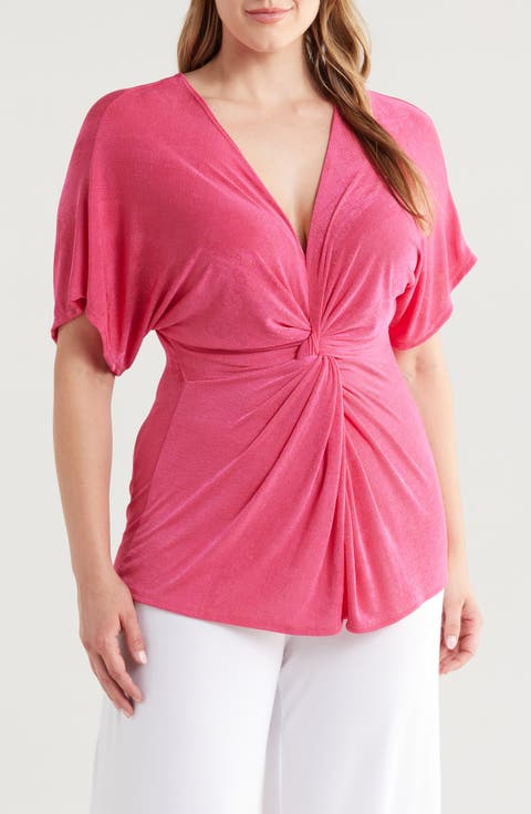 Twist Front Jersey Top (Plus)