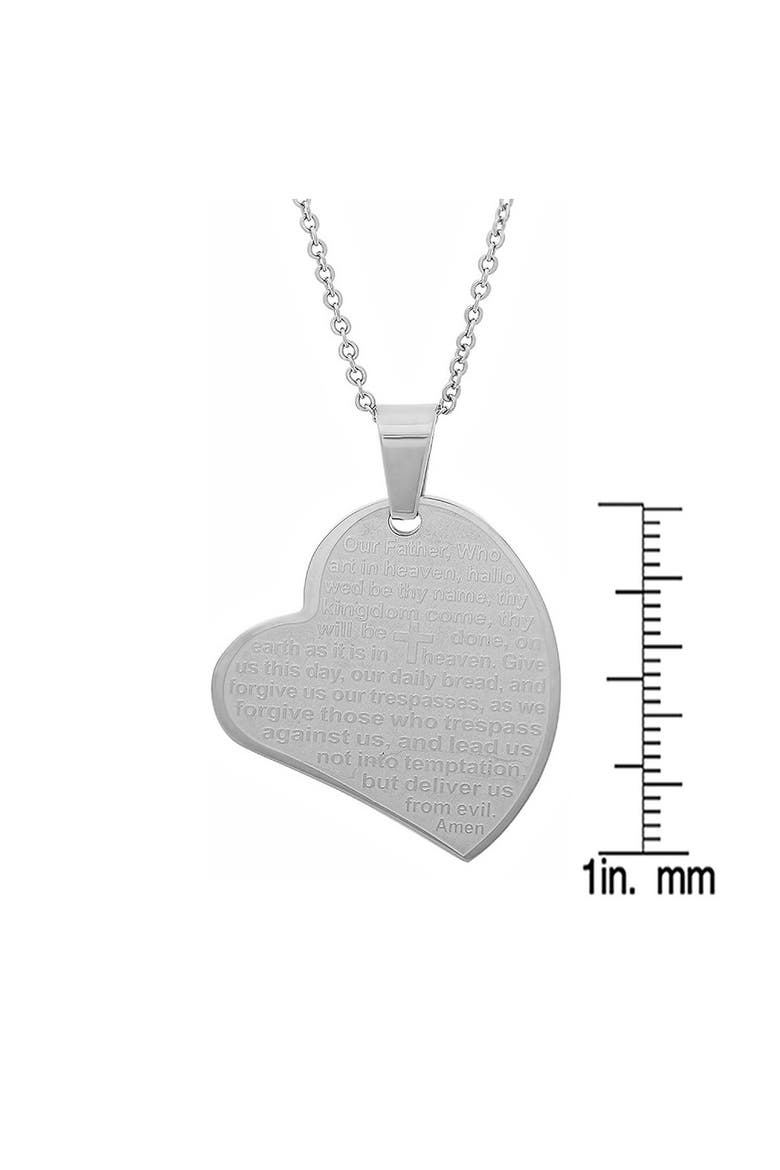 Lord's Prayer Heart Pendant Necklace, Alternate, color, SILVER