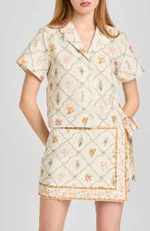 Amelia Print Linen Blend Button-Up Shirt
