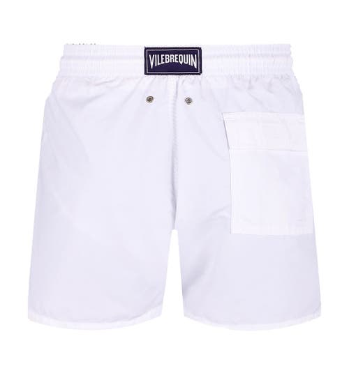 Vilebrequin Moorea Swim Shorts With Elastic Waistband In Blanc