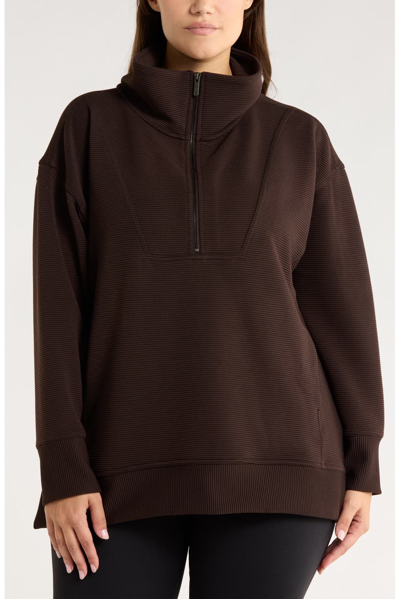 Kickback Ottoman Half Zip Tunic, Alternate, color, BROWN MOLE