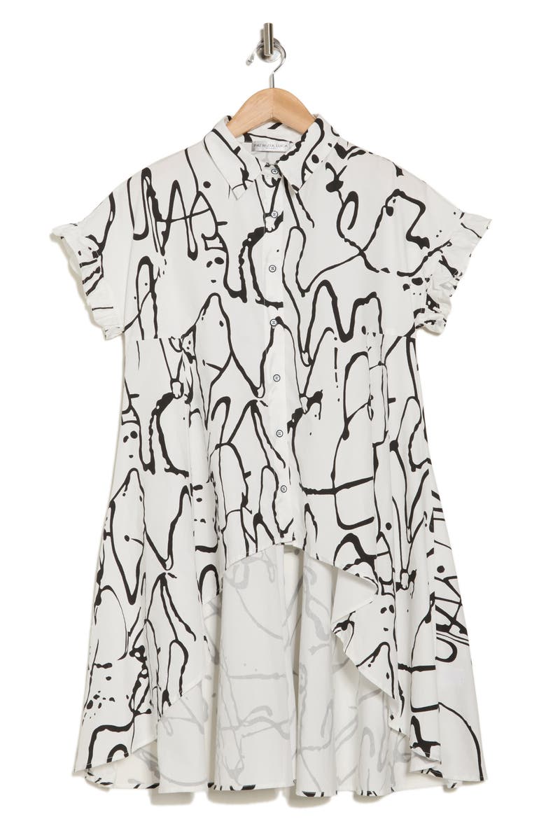Ruched High-Low Button-Up Shirt, Alternate, color, WHITE