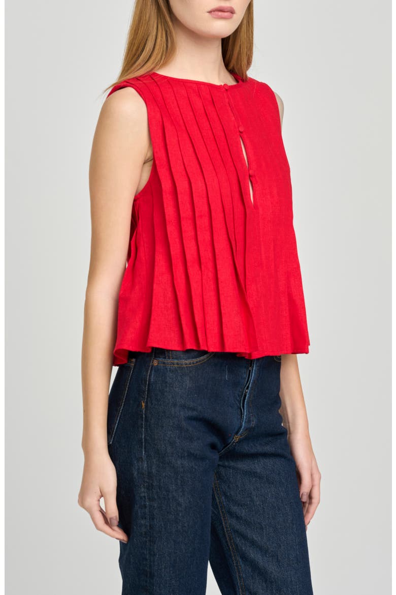 Romy Pleated Top, Alternate, color, RED