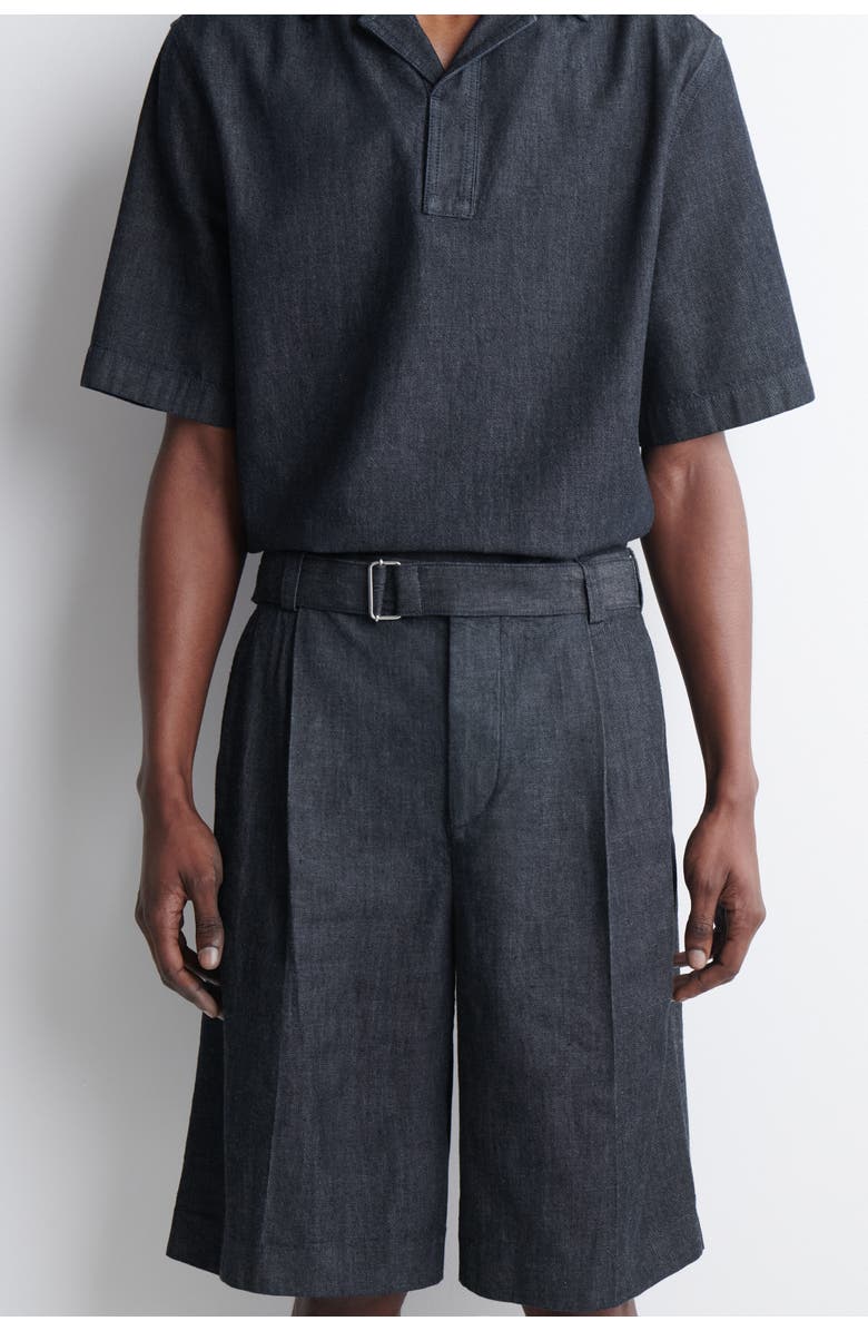 COS Belted Wide-Leg Denim Shorts, Alternate, color, Indigo