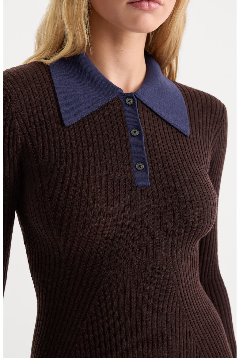 The Knit Polo Wool Minidress, Alternate, color, ESPRESSO