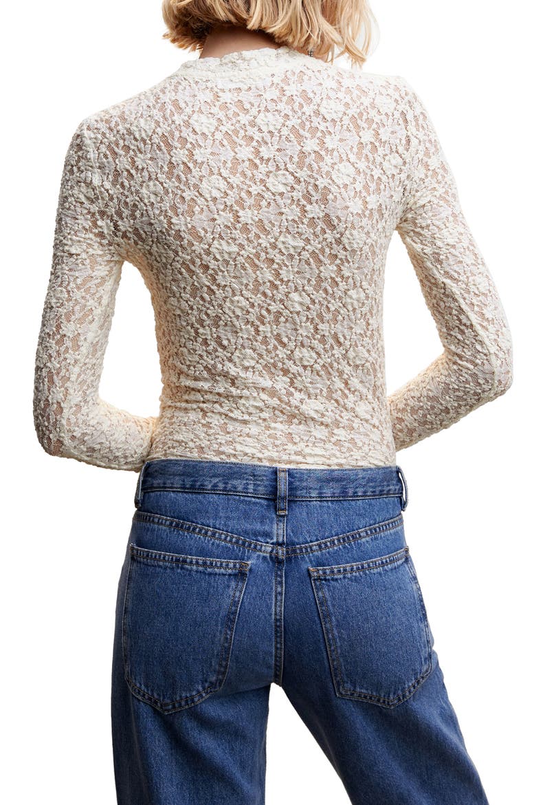 Semisheer Floral Lace Top, Alternate, color, OFF WHITE