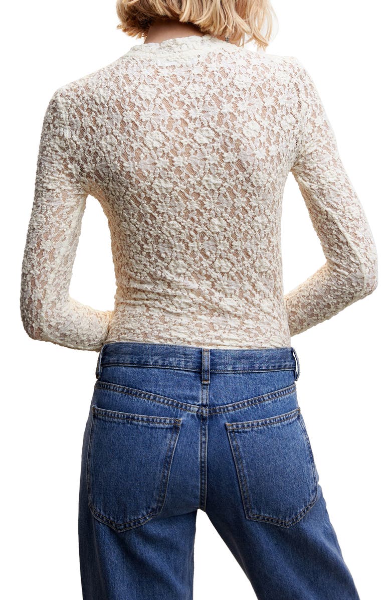 MANGO Semisheer Floral Lace Top, Alternate, color,