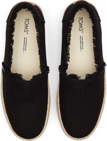 Fashion toms black leather espadrilles