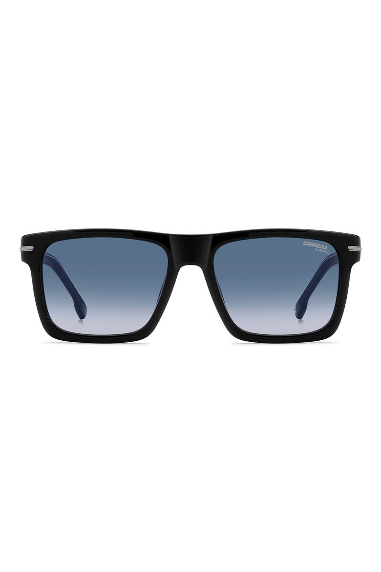 55mm Gradient Rectangular Flat Top Sunglasses, Main, color, BLACK BLUE/ DK BLUE SF
