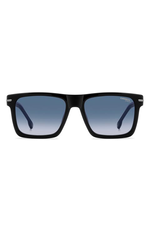 55mm Gradient Rectangular Flat Top Sunglasses