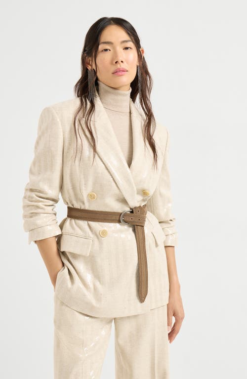 Brunello Cucinelli Wool-cashmere Dazzling Chevron Blazer In Yellow