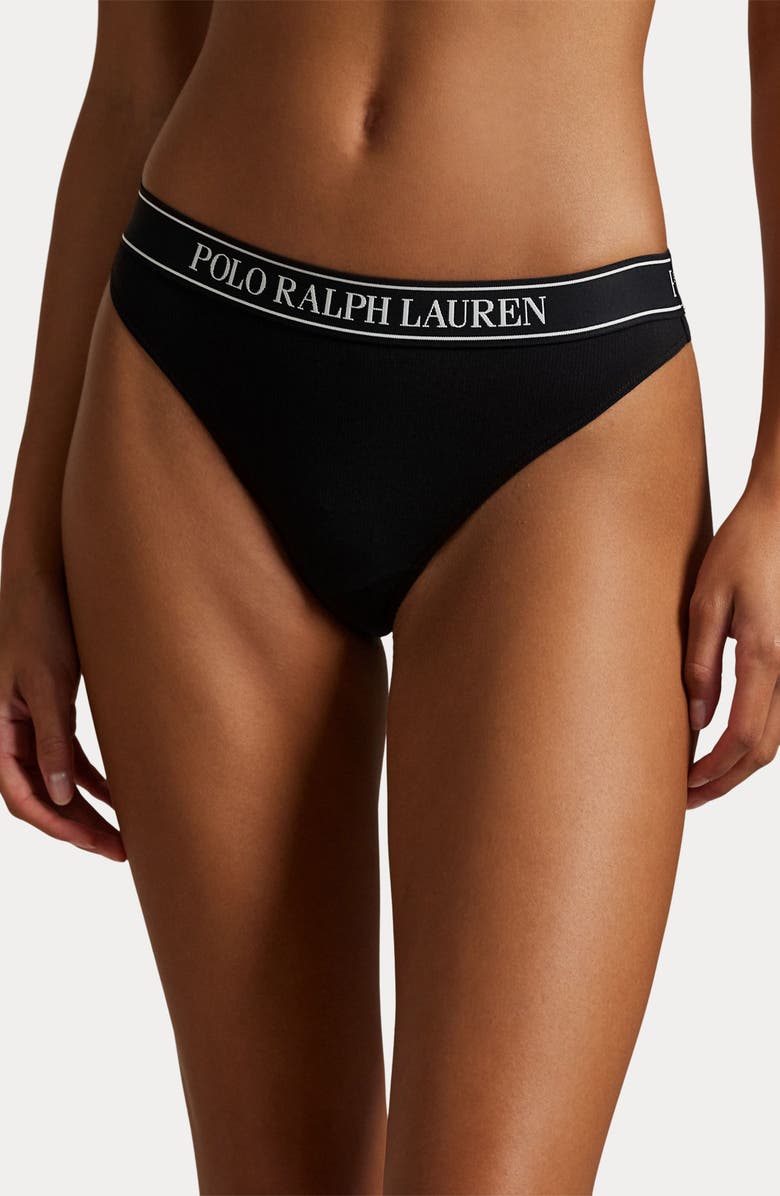 Polo Ralph Lauren Logo Band Assorted 3-Pack Mid Rise Thongs, Alternate, color,