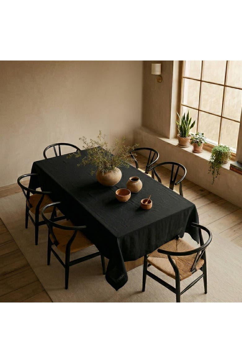 Linen Tablecloth - Diana, Alternate, color, Black