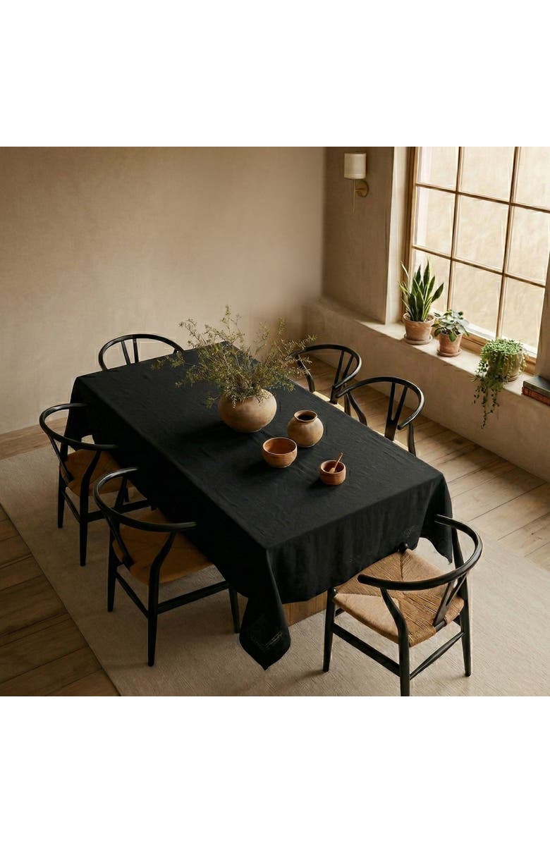 Solino Home Linen Tablecloth for Dining Table, Holiday and Everyday Table Decor - Diana, Alternate, color, Black