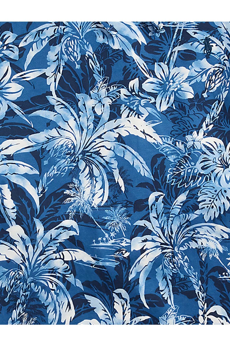 Big & Tall Tropical-Print Long-Sleeve Hooded T-Shirt, Alternate, color, PALM SHADOW NAVY