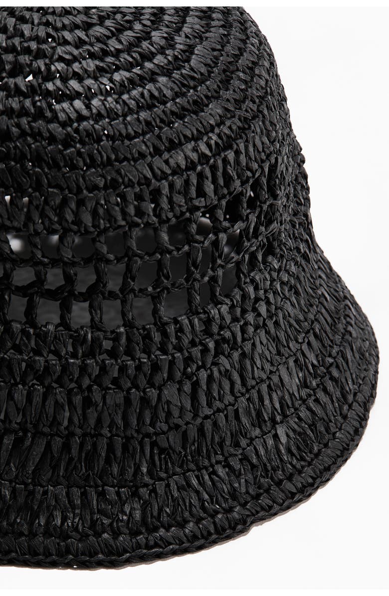 H&M Straw bucket hat, Alternate, color, Black