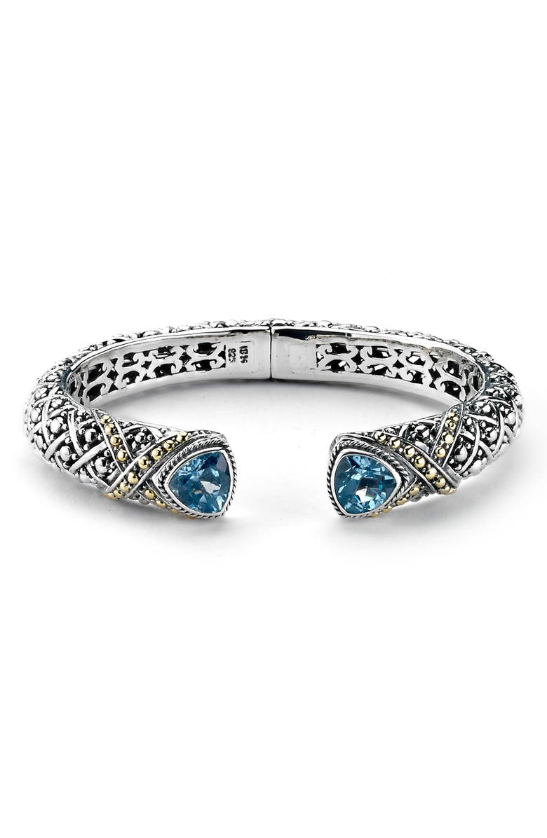 SAMUEL B. Semiprecious Stone Textured Bangle Bracelet, Main, color, Blue