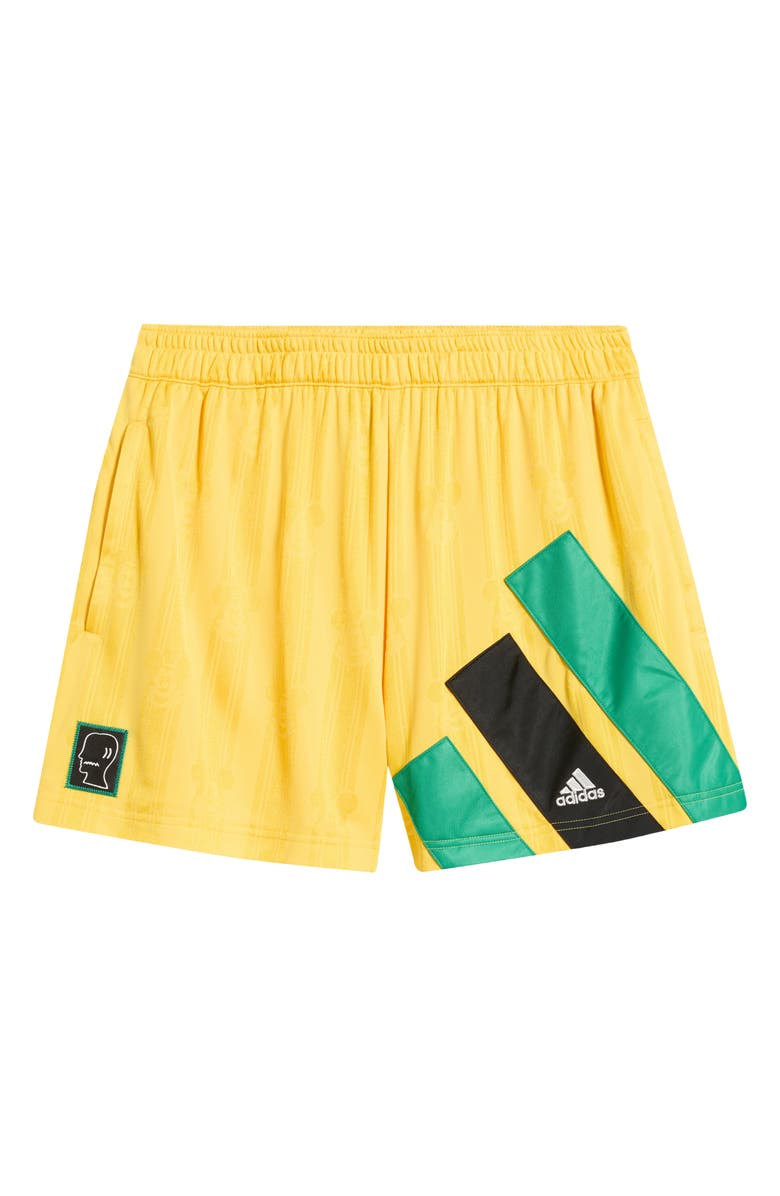adidas Originals x Brain Dead Disney Football Shorts, Alternate, color, Bold Gold