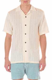 Original Paperbacks Capri Geometric Pointelle Knit Camp Shirt