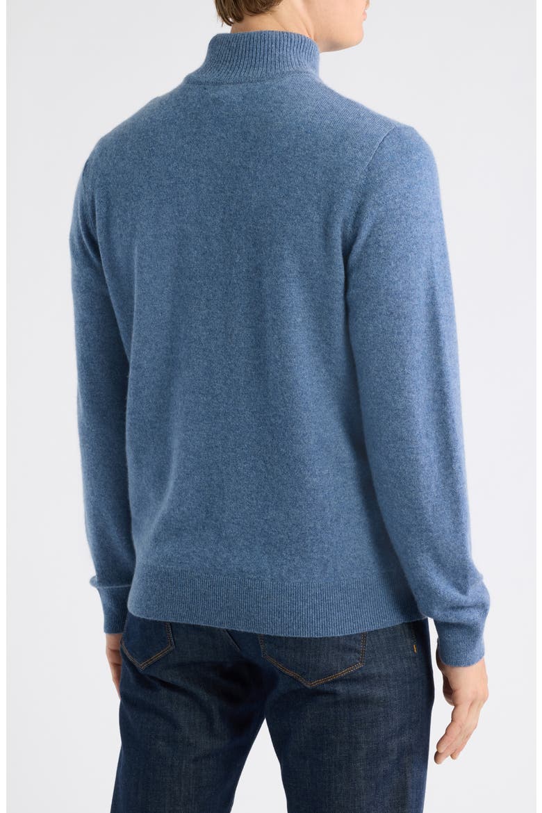 Quarter Zip Cashmere Sweater, Alternate, color, BLUE MOONLIGHT HEATHER
