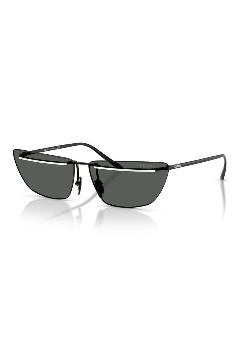 64mm Oversize Butterfly Sunglasses, Alternate, color, BLACK/ WHITE / DARK GREY
