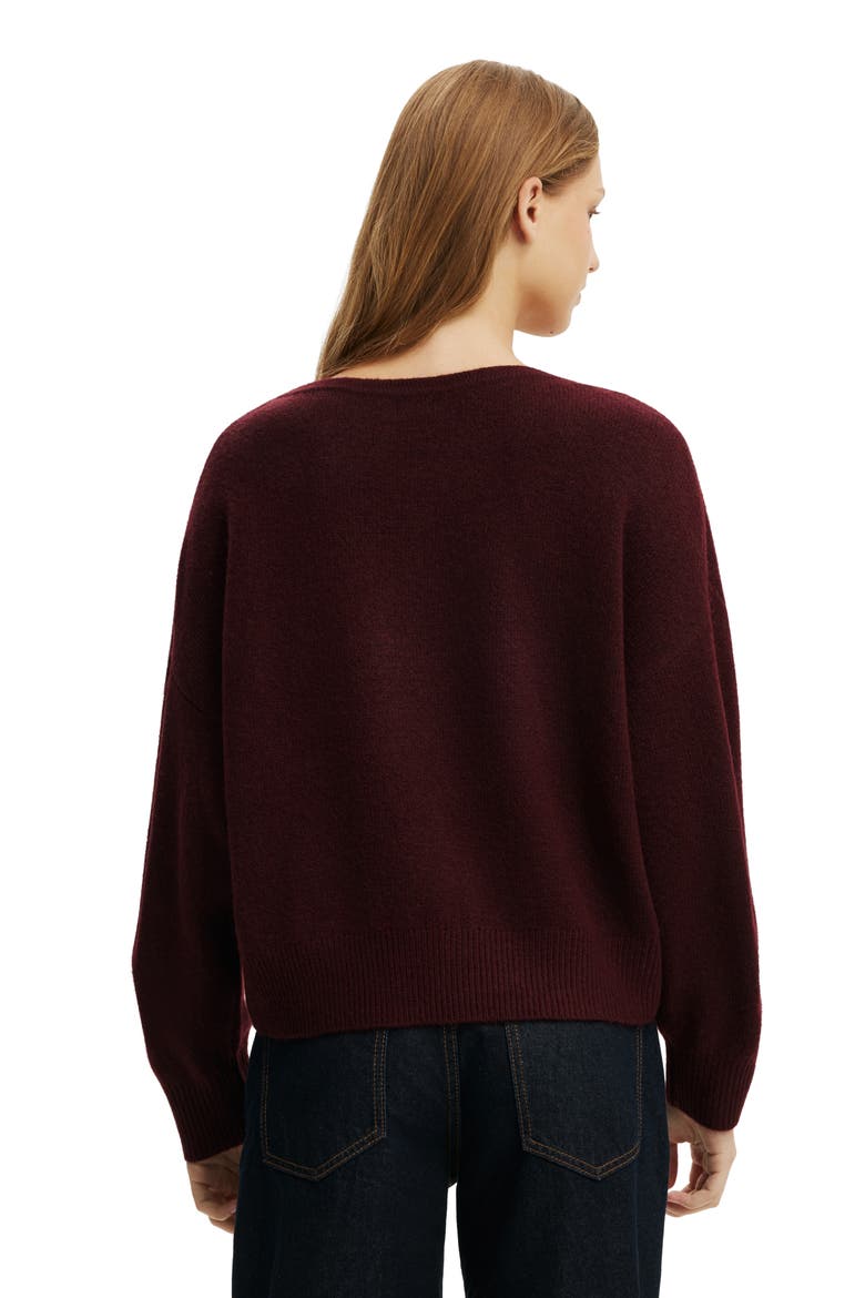 Women's Softest Luxe  Slouchy V Knit, Alternate, color, Sour Cherry
