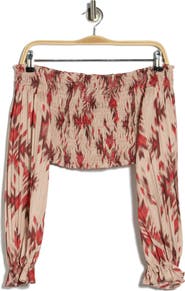 L'AGENCE Lyra Smocked Off the Shoulder Top