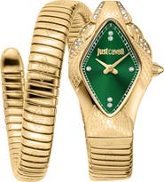 Just Cavalli Snake Wraparound Bracelet Watch, 22mm x 36mm