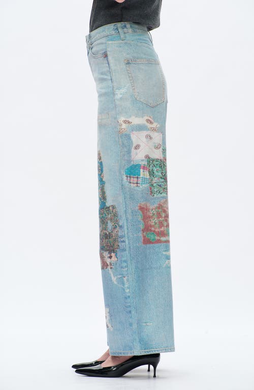 Bayeas Patchwork High Waist Barrel Leg Jeans In Blue