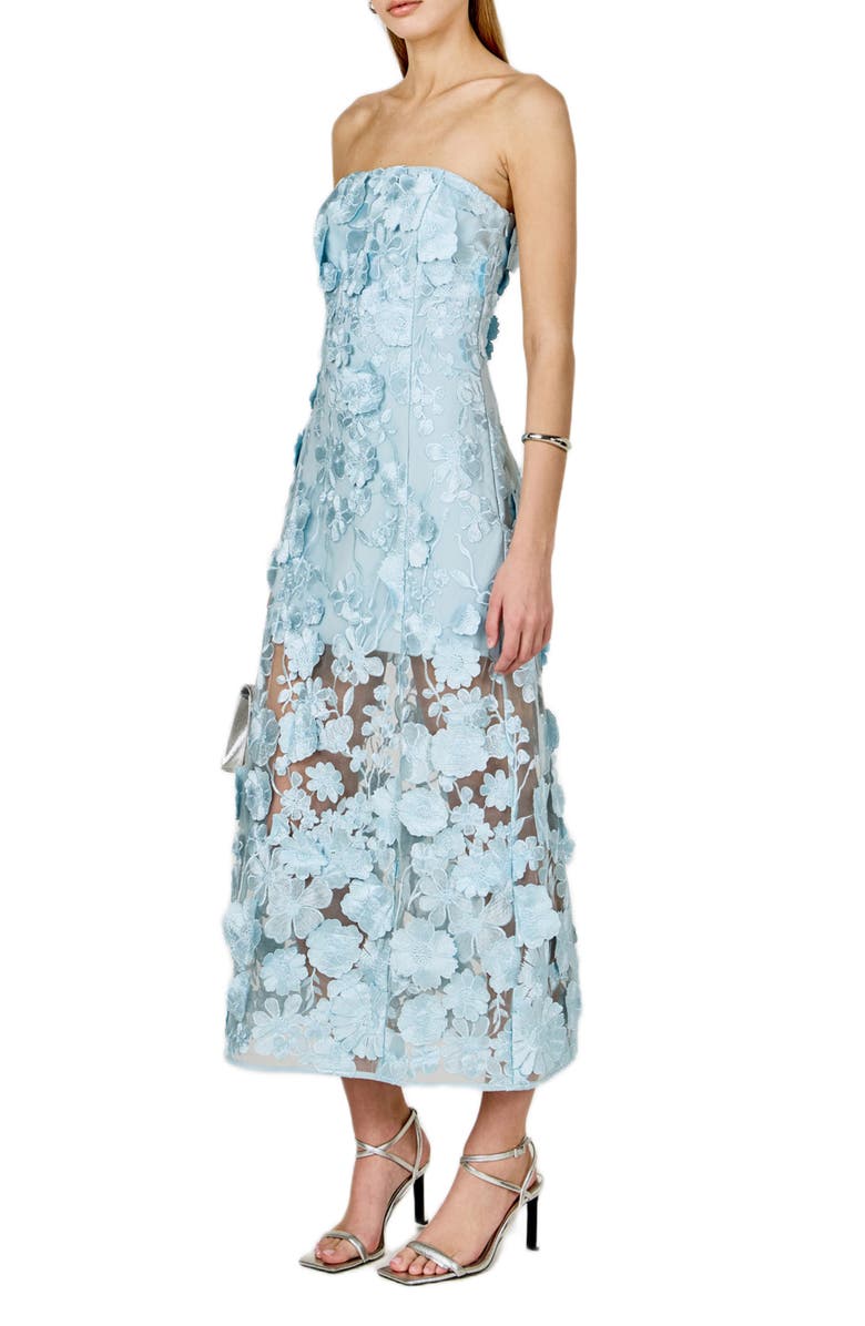 Endless Rose Floral Embroidery Strapless Dress, Alternate, color, Icy Blue