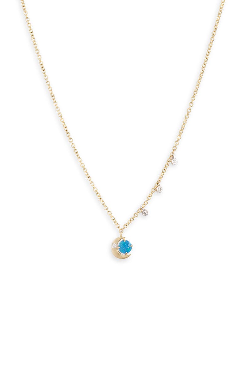 Opal Crescent Moon Pendant Necklace, Main, color, YELLOW GOLD