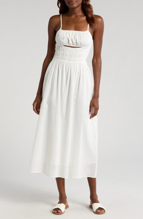 Cloud Cutout Detail Cotton Midi Sundress