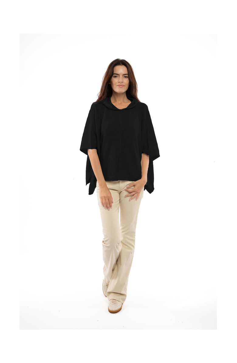 Monticelli Cashmere Pure Cashmere Button Hoodie Poncho, Alternate, color, Black