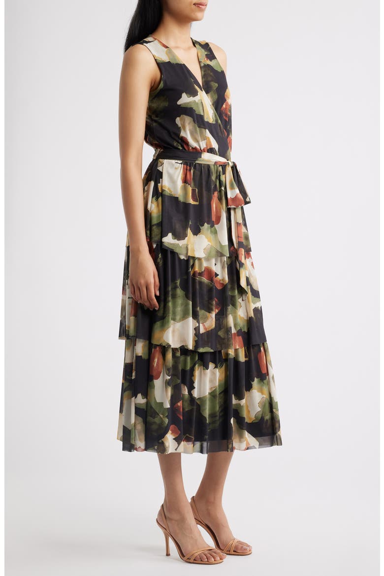 Abstract Print Mesh Midi Dress, Alternate, color, BAY LEAF MULTI