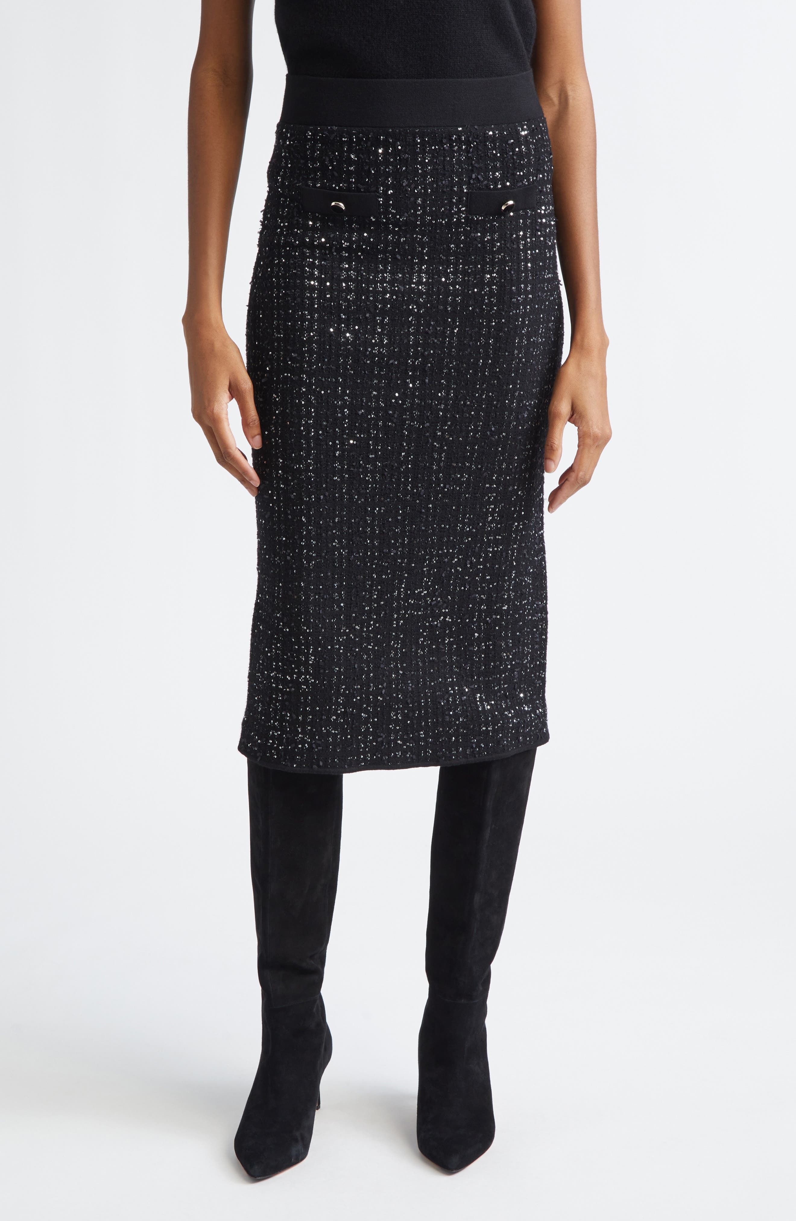 Veronica Beard Corbin Sequin Knit Pencil Skirt