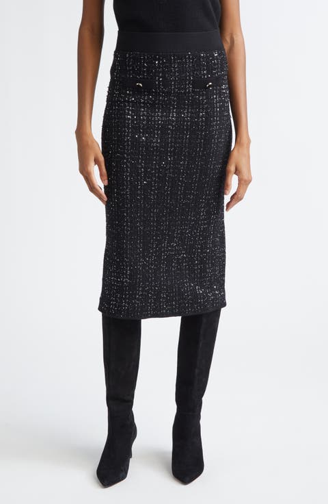 Corbin Sequin Knit Pencil Skirt