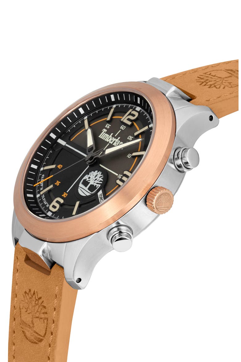Sullivan Leather Strap Watch, 44mm, Alternate, color, WHEAT