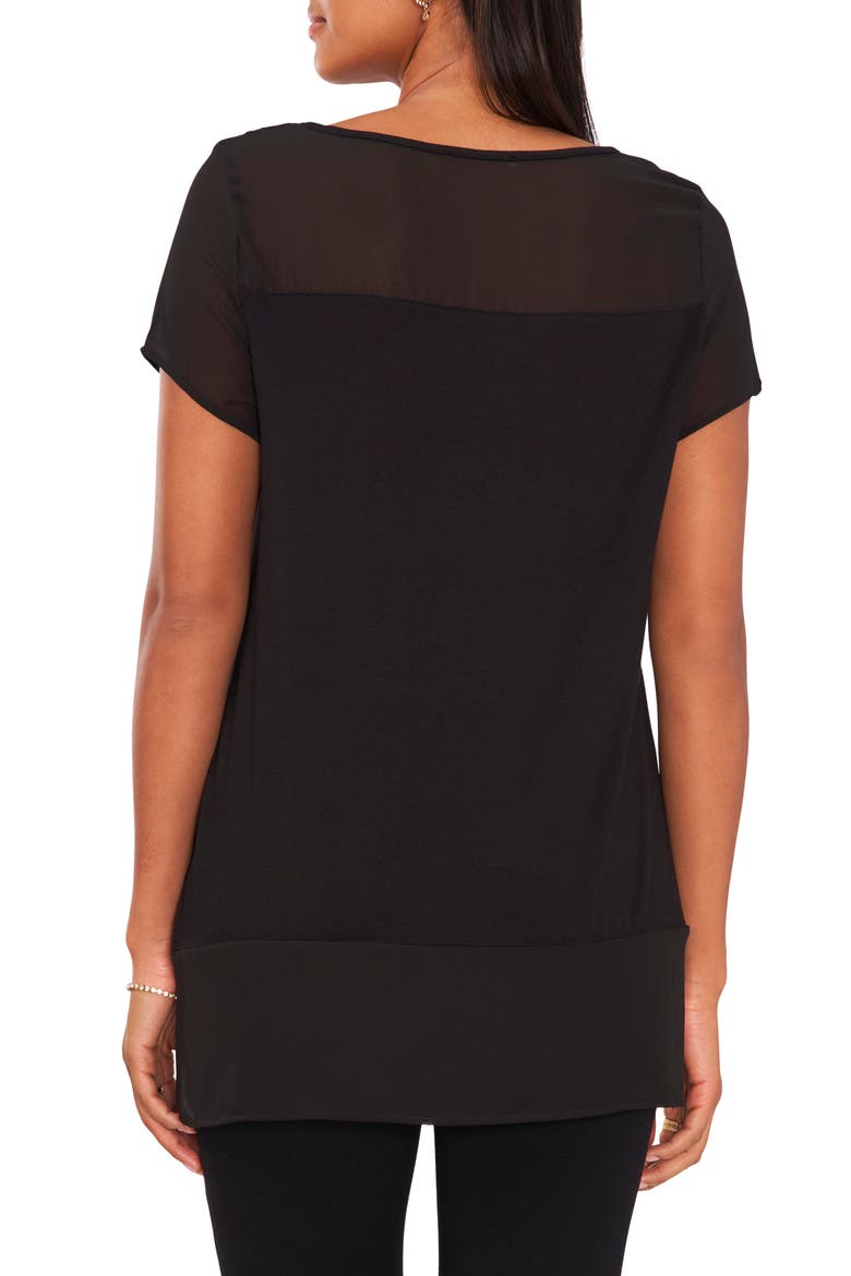 Mixed Media Blouse, Alternate, color, BLACK