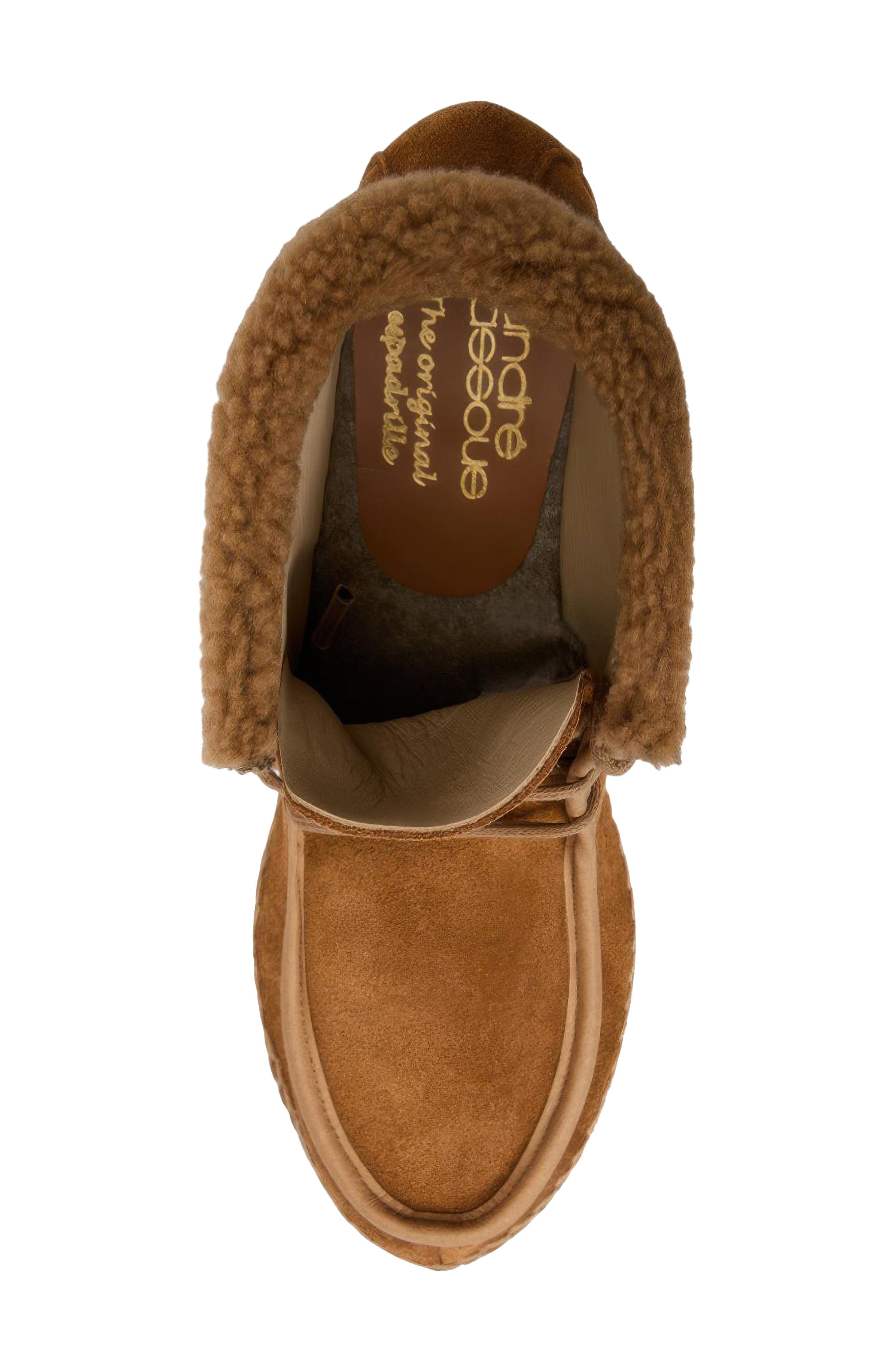 Genuine Shearling & Suede Wedge Bootie, Alternate, color, COGNAC SUEDE