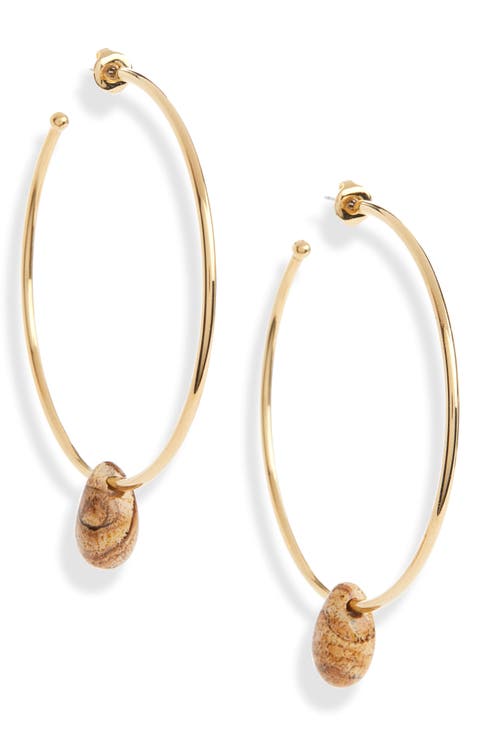 Stone Charm Hoop Earrings