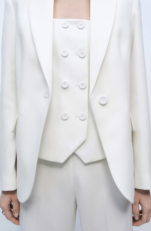 Mango Double Breasted Suit Waistcoat In White