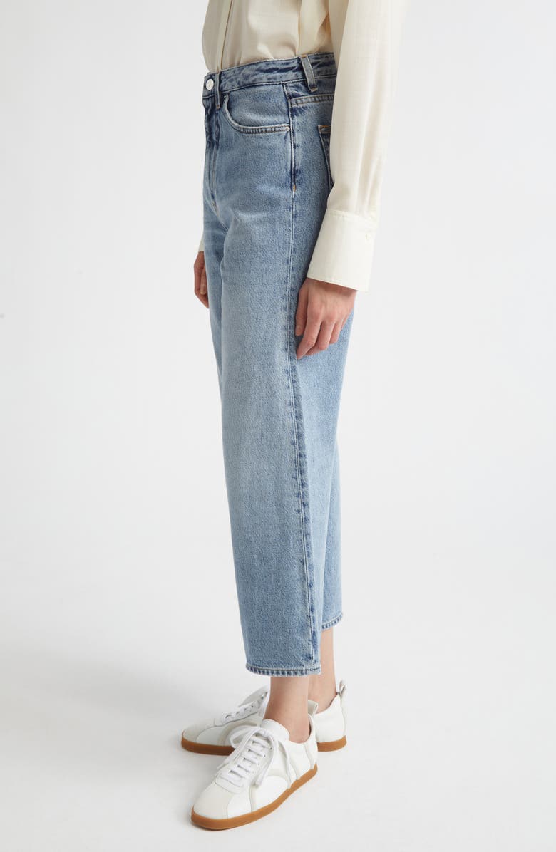 TOTEME Rigid Organic Cotton Flare Leg Jeans, Alternate, color, Worn Blue