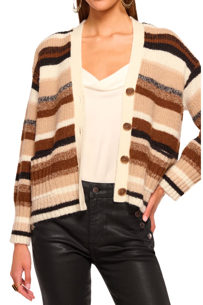 Caroline Stripe Cardigan, Alternate, color, NEUTRAL STRIPE